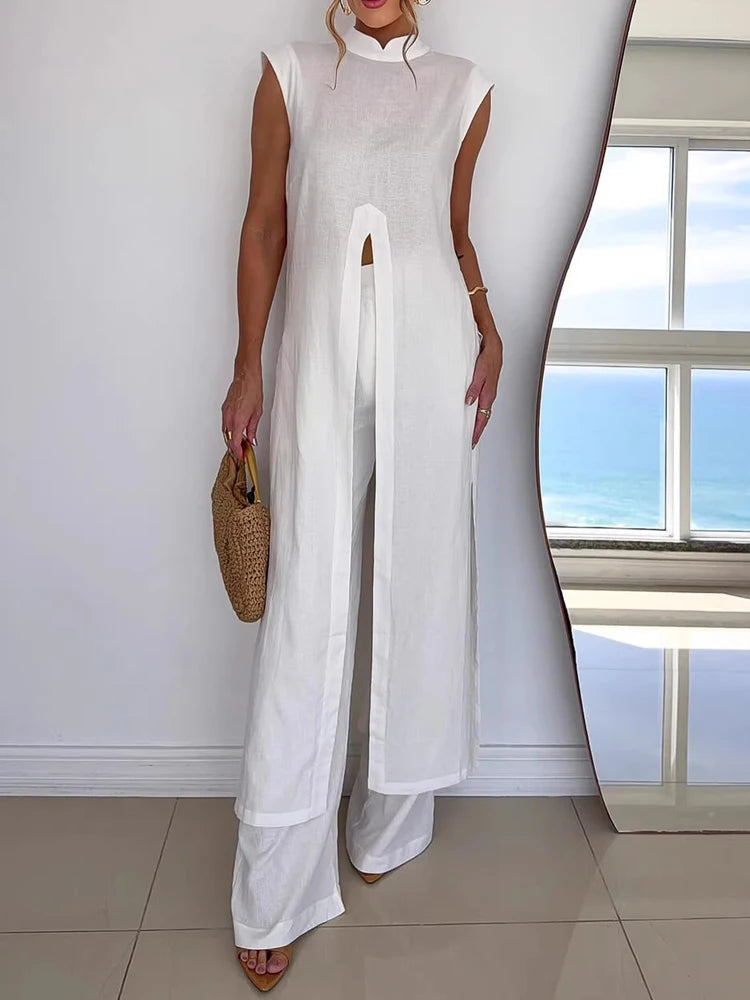 High Street Solid Outfit Pullover & Long Pant Set