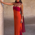Contrasting Colors Side Split Gown