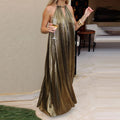 Elegant Hollow Out Solid Long Dress
