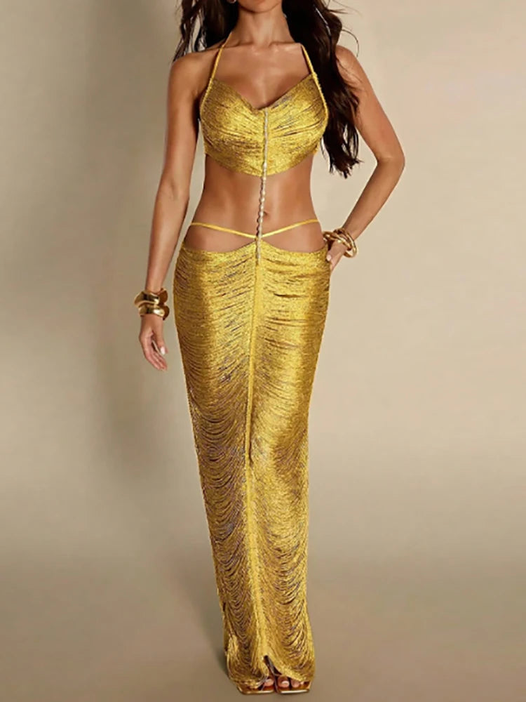 Draped Beach Long Dress