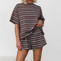 Elegant Stripe Print Vacation Outfit