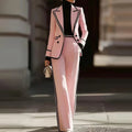Casual Long Sleeve Blazer & Pant Set Women's Outfit