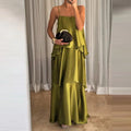 Backless Solid Long Dress
