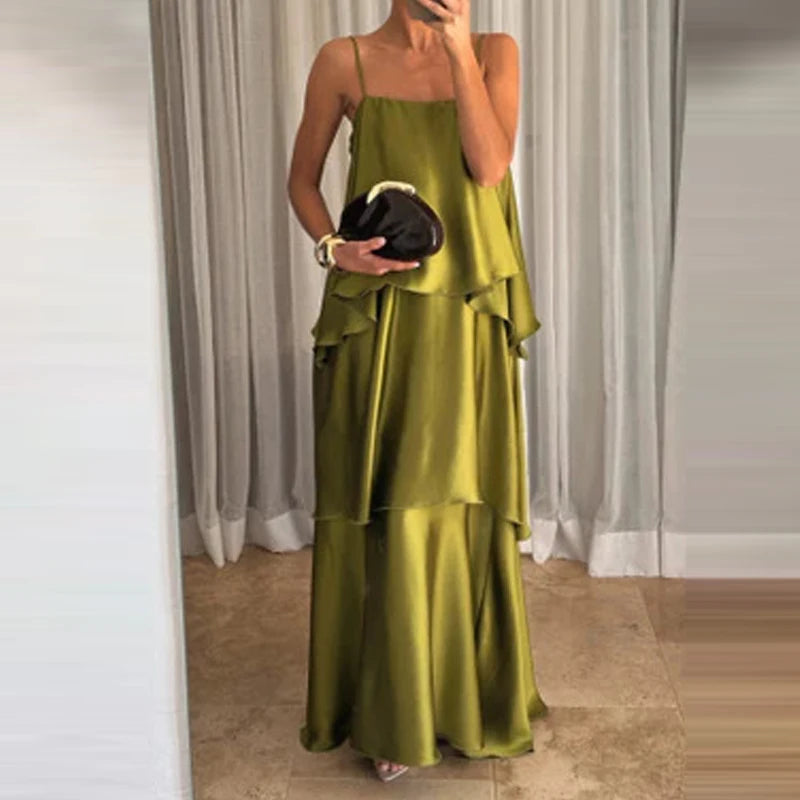 Backless Solid Long Dress