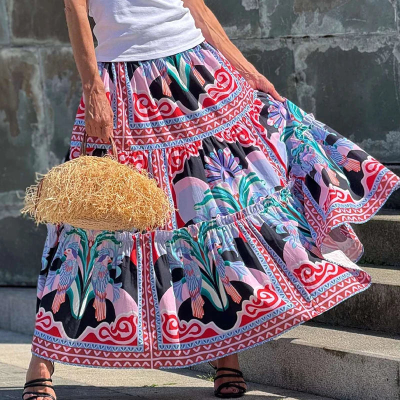 Bohemian Loose Holiday Maxi Skirt