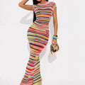 Rainbow Striped Vacation Dress