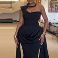 Beaded Solid Long Dress Skin Size