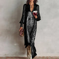 Shiny Sequins Party Dress Women's Elegant Long Sleeve