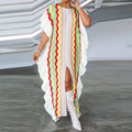 Straight Knit Maxi Dress Vintage Striped
