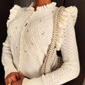 Wavy O-neck Cardigan Sweater Women Top