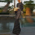 Polka Dot Print Evening Long Dress