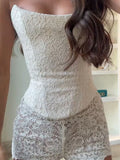 Lace Embroidery Solid Outfit