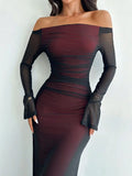 Draped Long Dress Gradient Print
