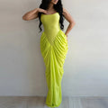 Irregular Tight Waist Long Dress