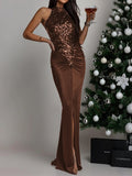 Sleeveless Solid Slim Gowns