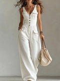 Elegant Sleeveless Denim Jumpsuit