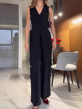 High Waist Irregular Office Jumpsuit Casual V-neck