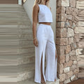 O-neck Pullover Top & Split Pant Set