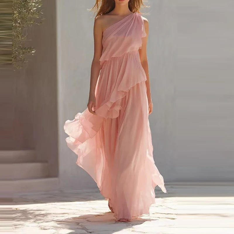 Draped Formal Dress with Ruffles