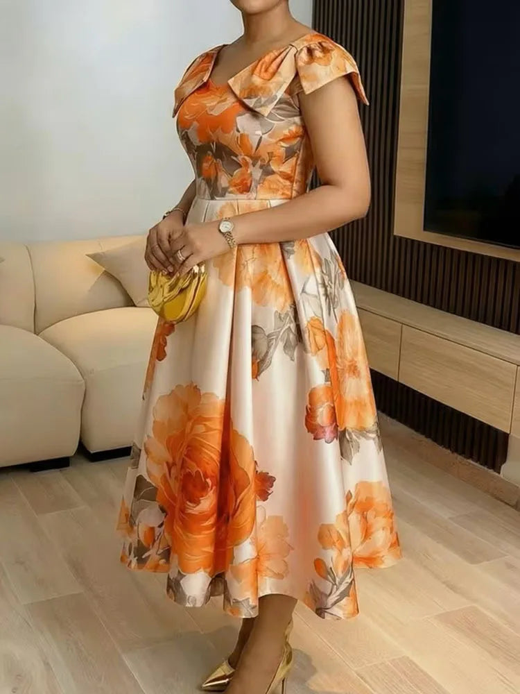 Floral Print A-line Party Dress