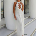 Halter Lace-Up Cover-Up Swimsuit Dress