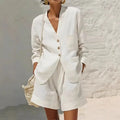 V-neck Long Sleeve Shirt & Short Pant Set