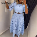 O-neck Pullover Top & Long Skirt Set