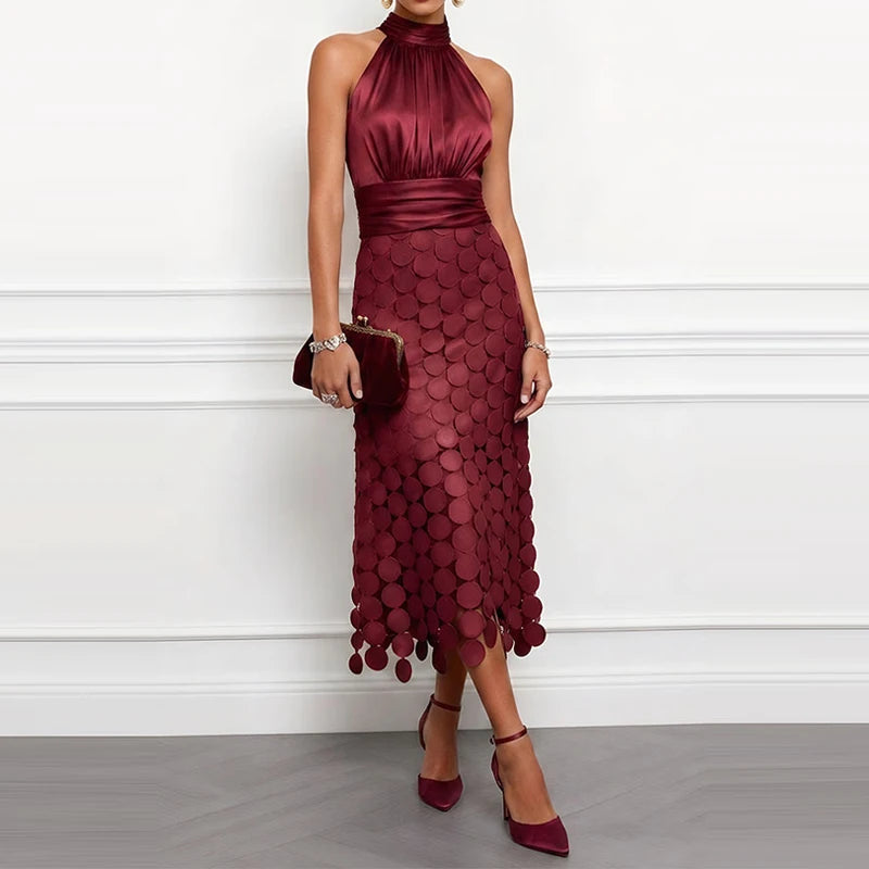 Patchwork Waist Long Dress