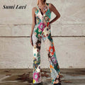Sleeveless Backless Party Jumpsuit Print