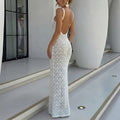Backless Hollow Slim Fit White Dress