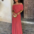 High Waist Strapless Slim Long Dress
