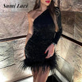 Feather Patchwork Dress