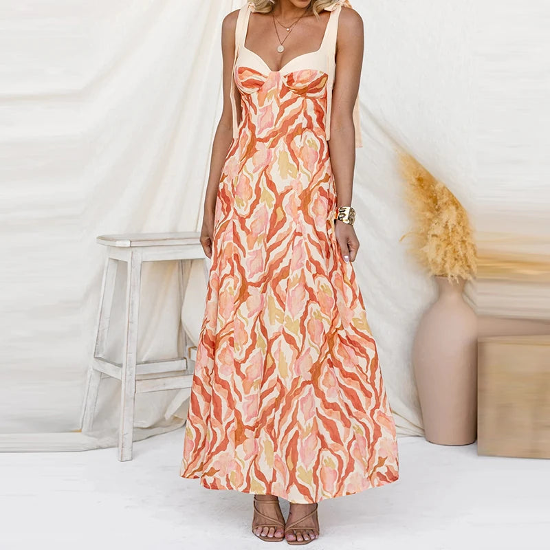 V-neck Bow Tie-Up Dress Size 8