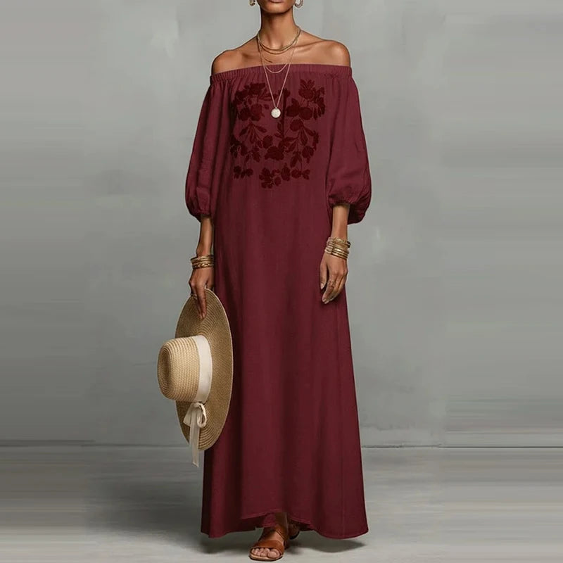 Spring Casual Long Sleeves Loose Holiday Dress Summer Fashio