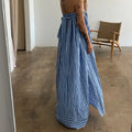 Strapless Sleeveless Blue Long Dress