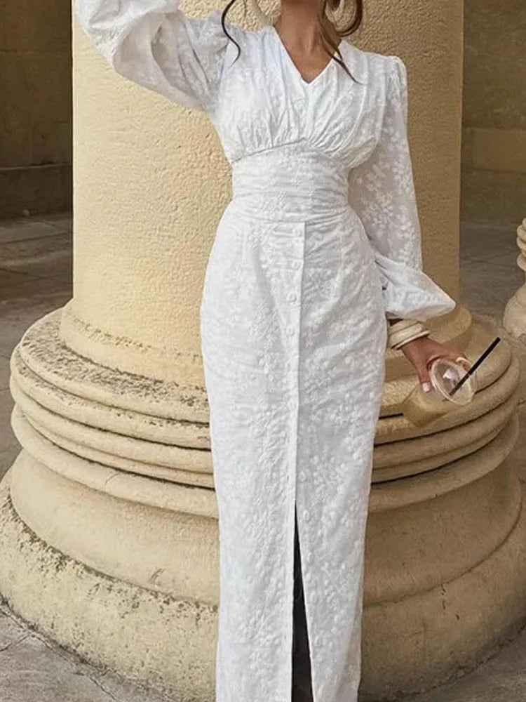 Embroidery Hollow Out Waist Party Dress