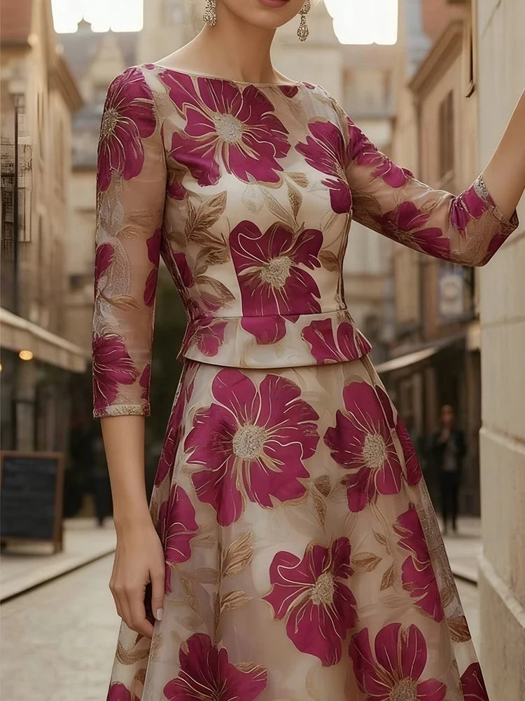 Flower Print A-Line Dress