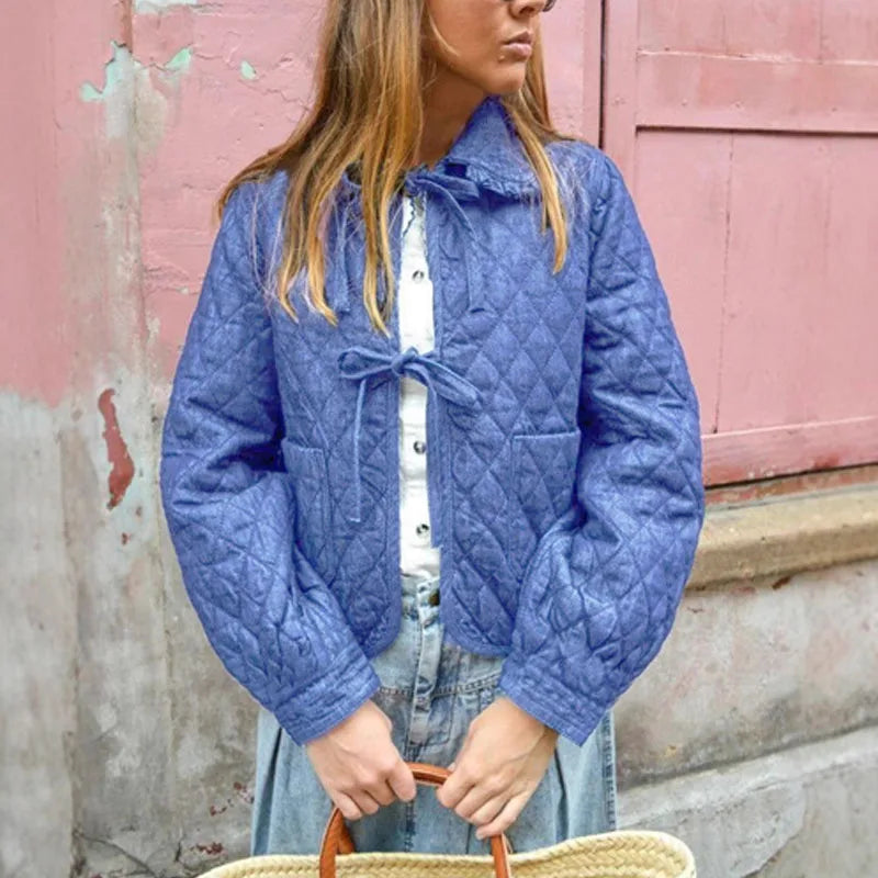 Fashion Lapel Collar Lace-Up Bow Outercoats
