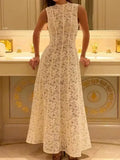 Elegant Sleeveless Lace Embroidery Dress