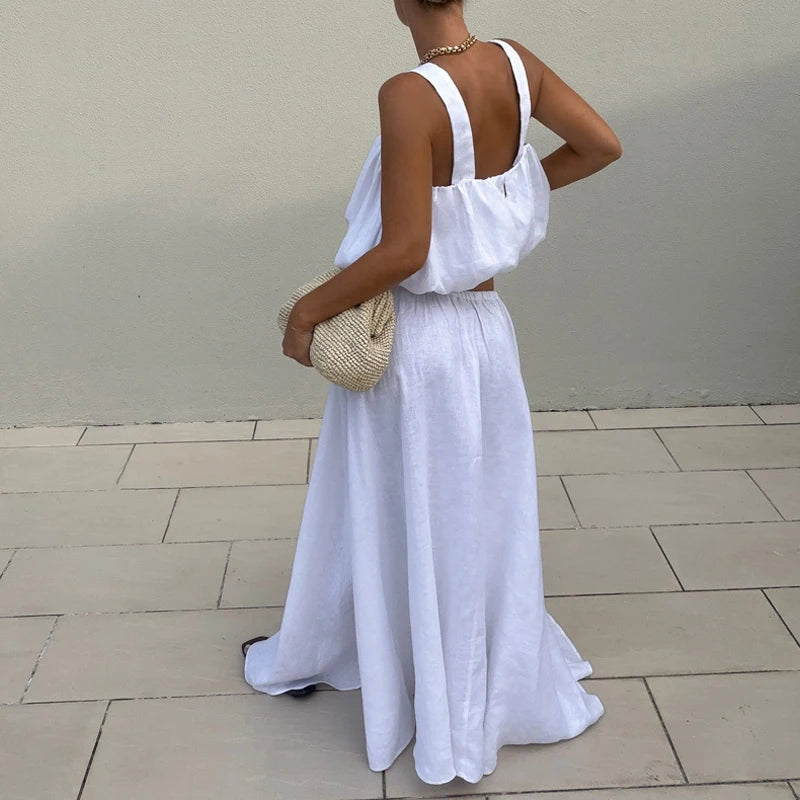 Sexy Off Shoulder Sling Top & Wide Leg Pant Set