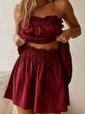 Strapless Top & Wide Leg Pant Outfits