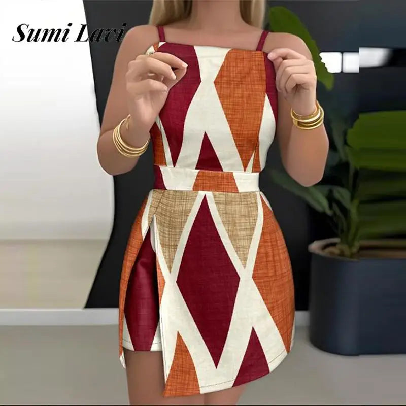 Pattern Printed Backless Romper