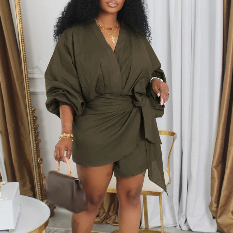 Lace-Up Waist Pleated Party Dress