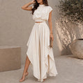 Casual Ruffled Solid 2 Piece Outfits
