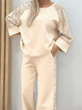 Pullover & Pocket Pant Suits Elegant Sequins