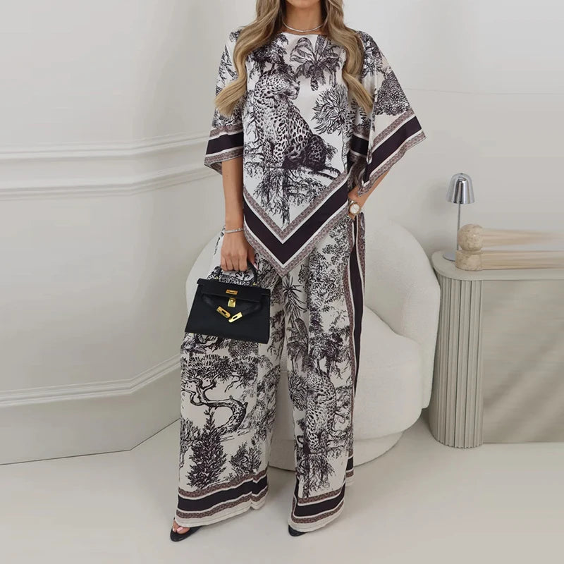 O-neck Batwing Sleeve Top & Long Pant Set