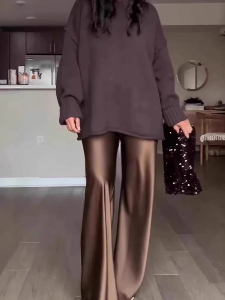 Pullover Top & Satin Pant Sets
