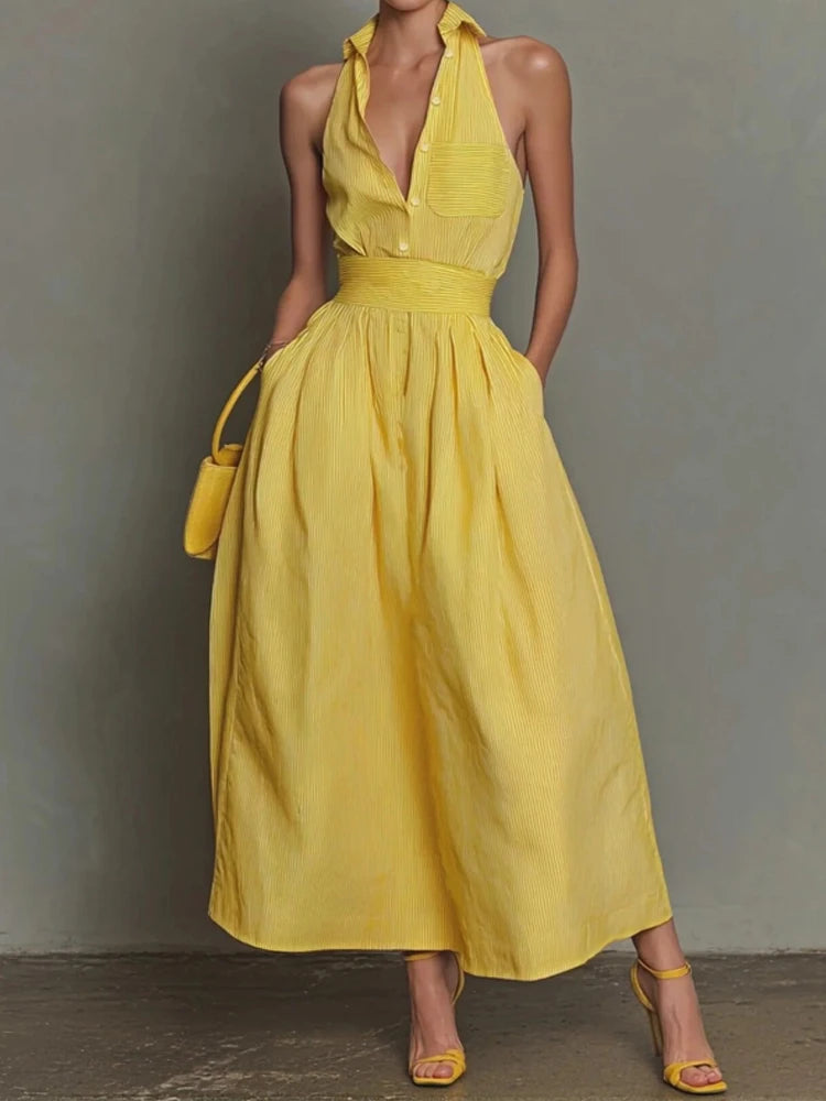 Casual Pocket Draped Party Dress