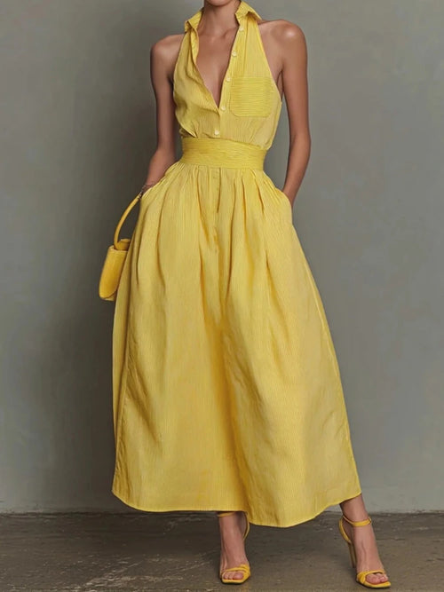 Casual Pocket Draped Party Dress