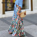 Vintage Pattern Print High Waist Loose Skirt Women's